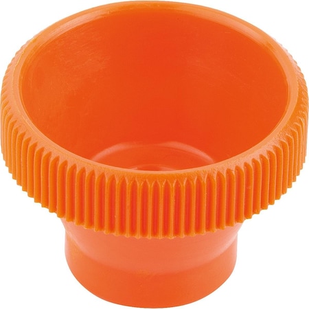 Kipp Knurled Knob For Hex Bolt D1=36 H=23, Form:B Pom, Orange, For=M10, Sw=17 K1138.11100